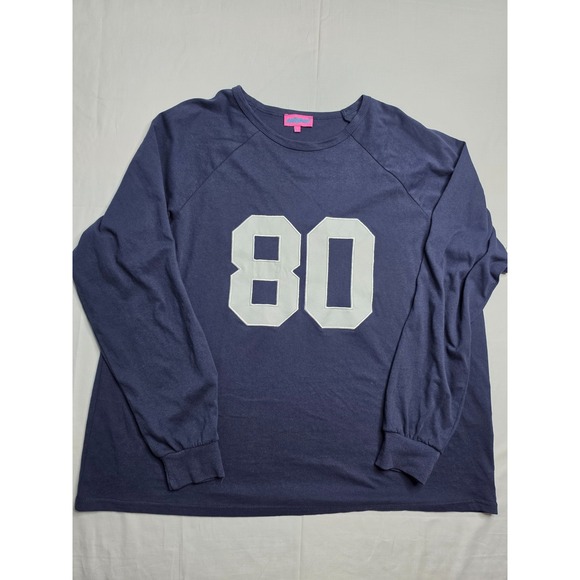 Edikted Tops - Edikted Shirt Women's Large Blue Graphic 100% Cotton Raglan Sleeve Oversized Fit